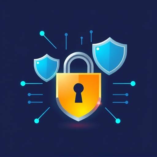 Illustration repr&radic;&copy;sentant la s&radic;&copy;curit&radic;&copy; des donn&radic;&copy;es avec un cadenas et des boucliers