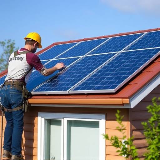 Installation de panneaux solaires sur un toit de maison